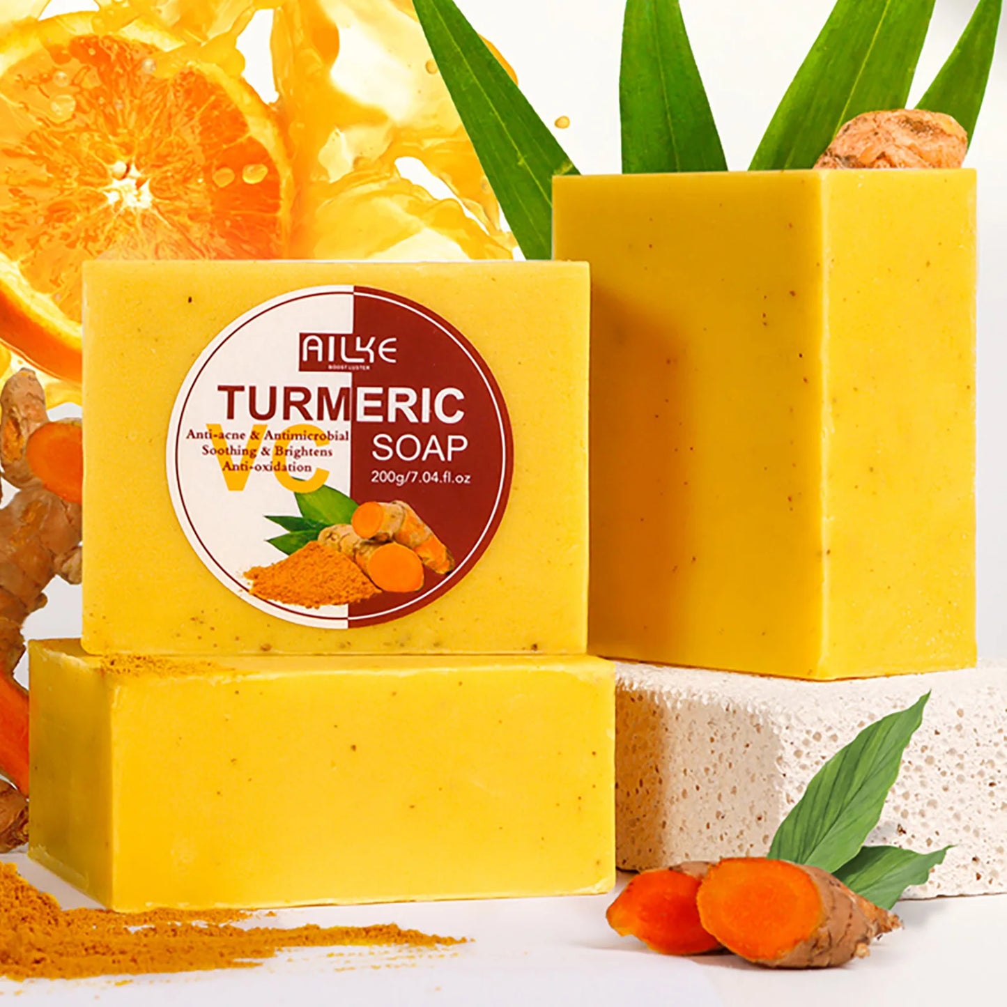 AILKE Natural Turmeric Soap for Face & Body, Whitening