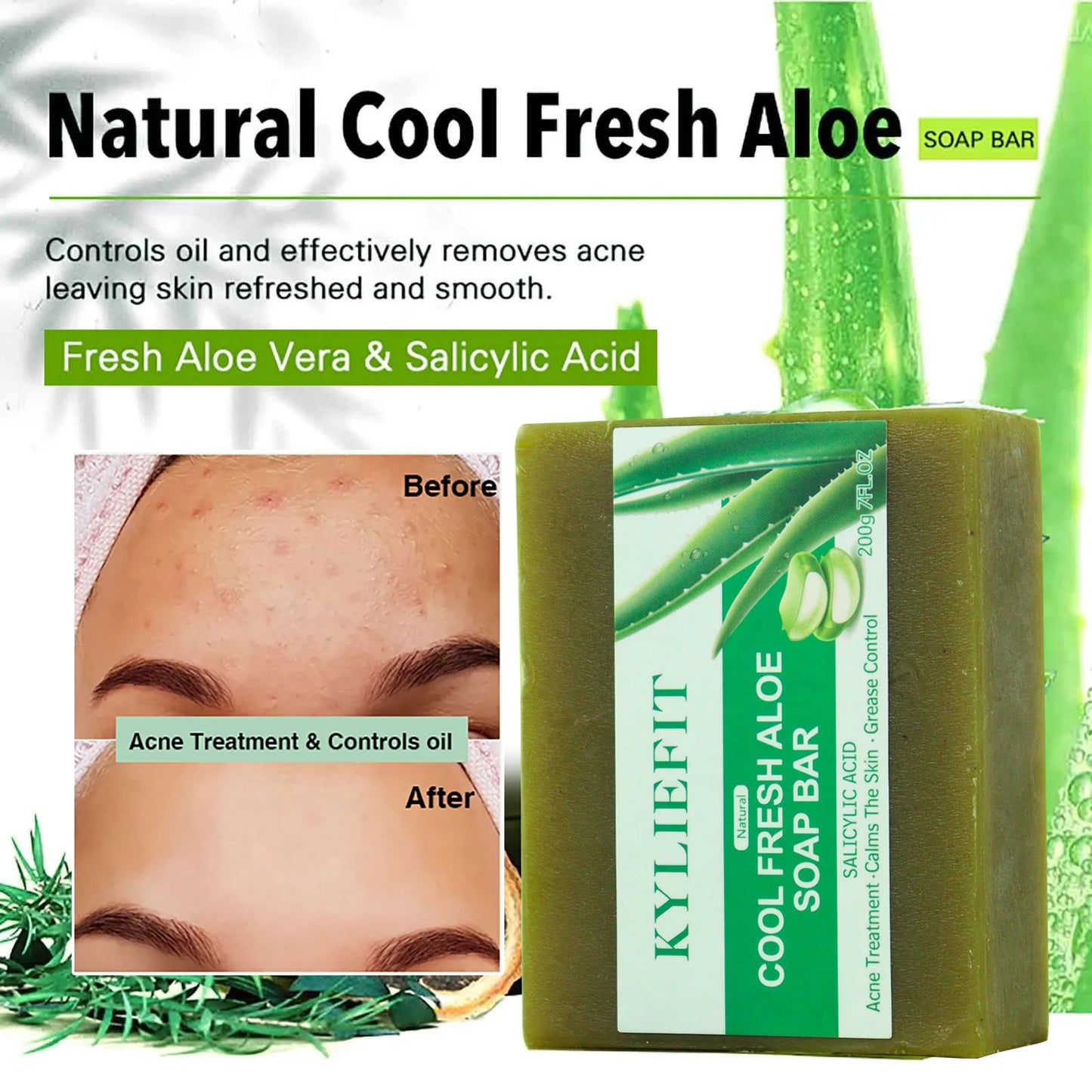AILKE Aloe Vera Whitening Soap, Remove Pimples, Skin