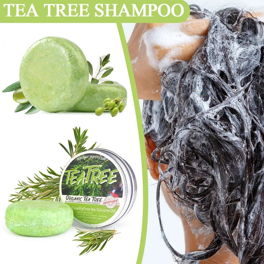 60g Handmade Tea Tree Soap Extract Washing Hair Bar Shampoo