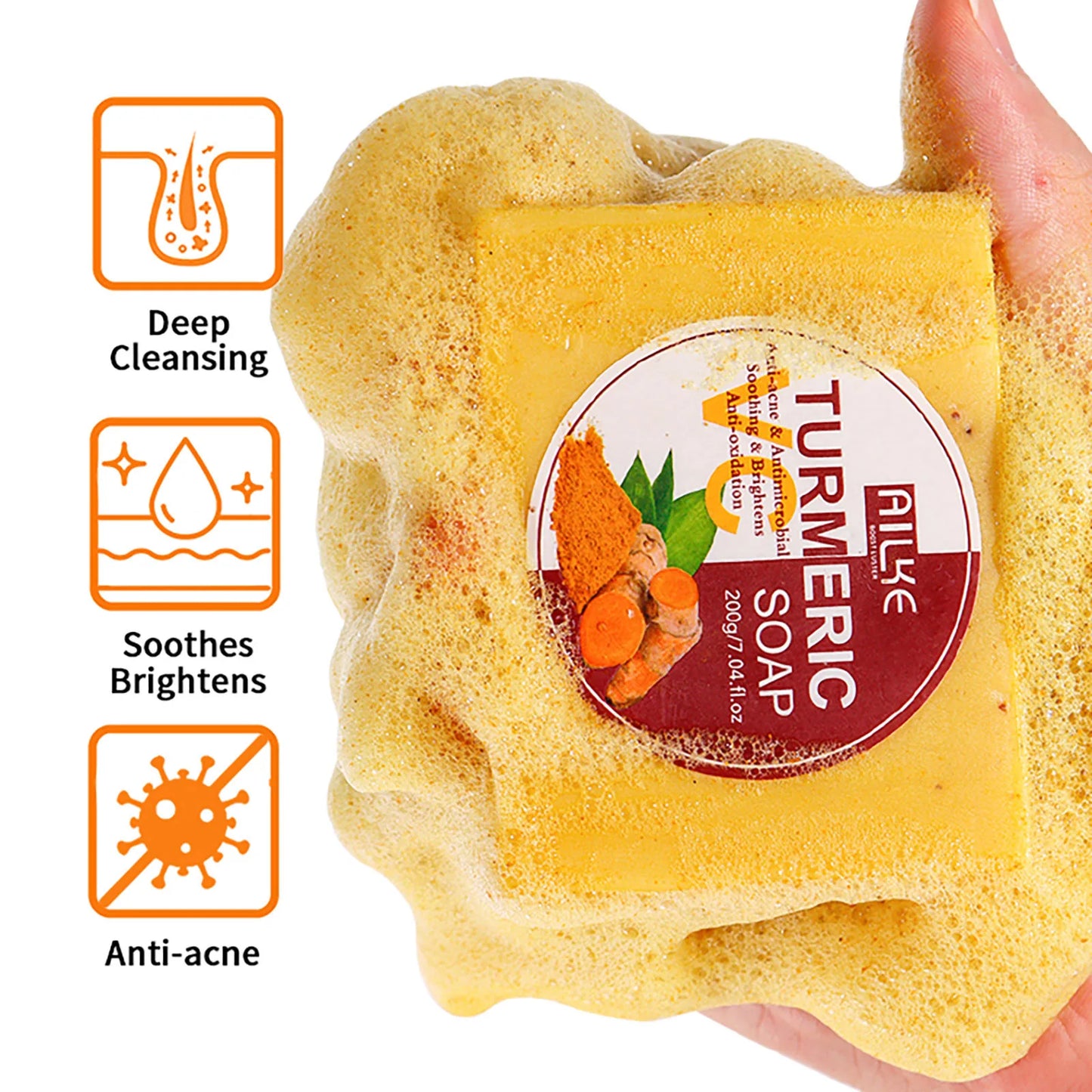 AILKE Natural Turmeric Soap for Face & Body, Whitening