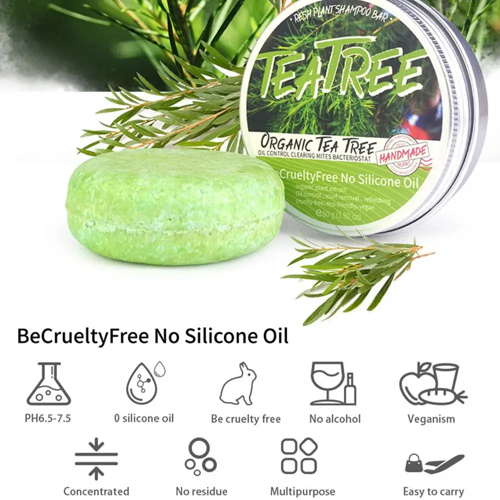 60g Handmade Tea Tree Soap Extract Washing Hair Bar Shampoo