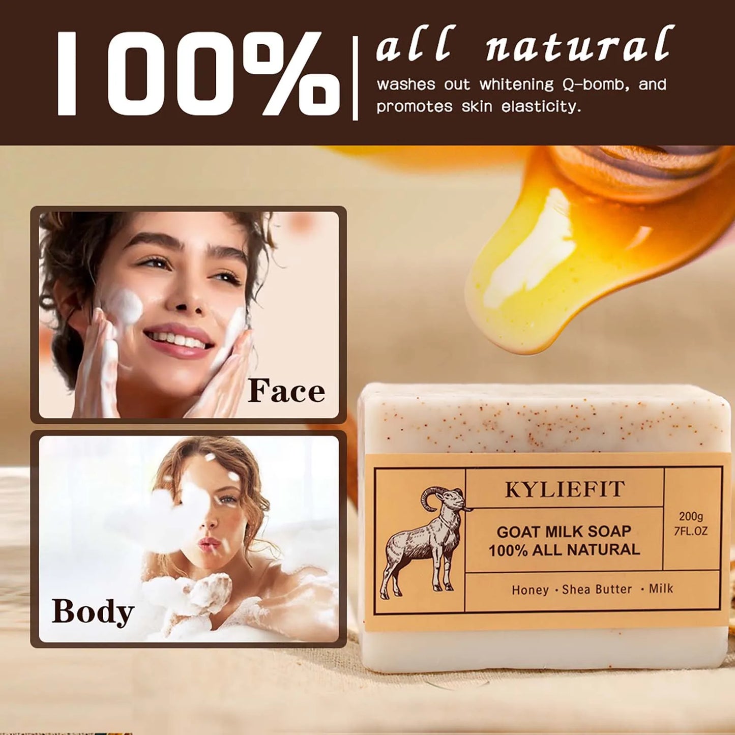 Organic Goat Milk Soap Bar, Natural, Whitening, Cleaning