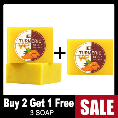AILKE Natural Turmeric Soap for Face & Body, Whitening