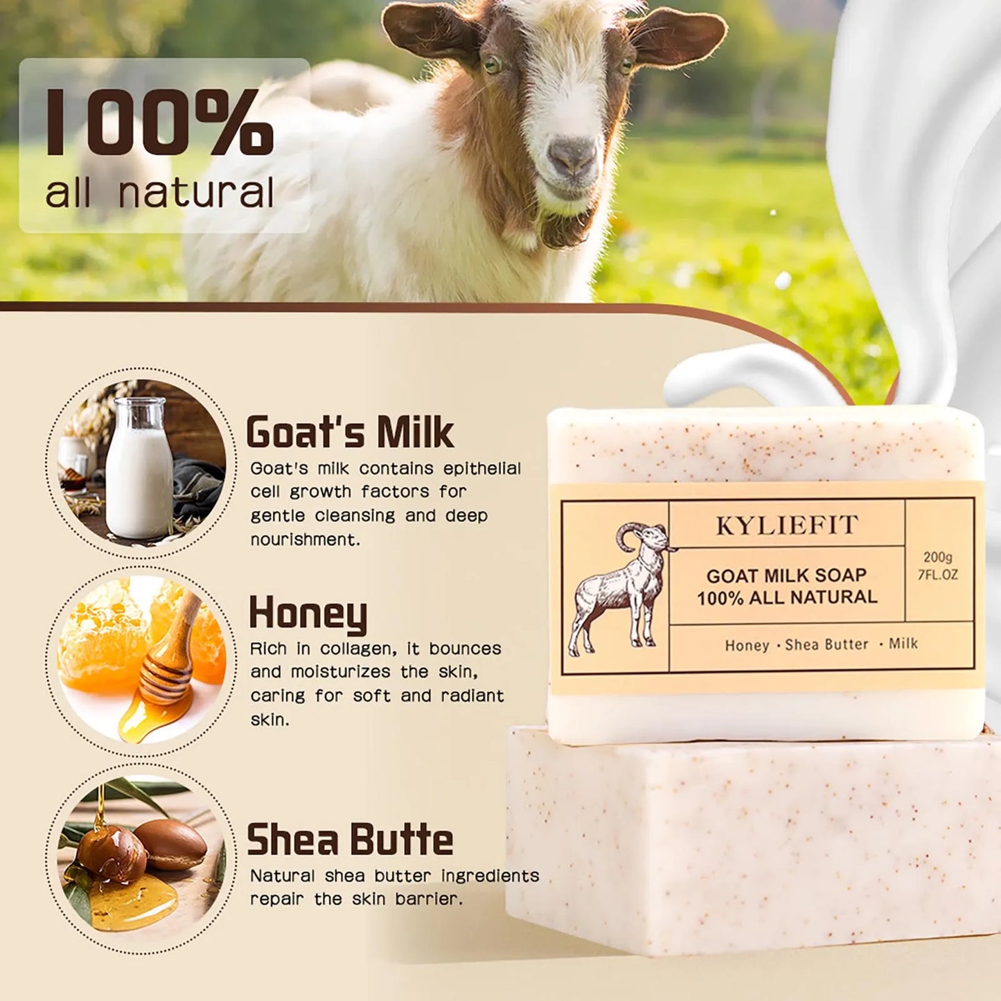 Organic Goat Milk Soap Bar, Natural, Whitening, Cleaning