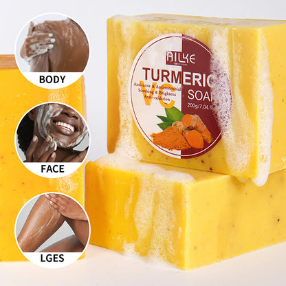 AILKE Natural Turmeric Soap for Face & Body, Whitening