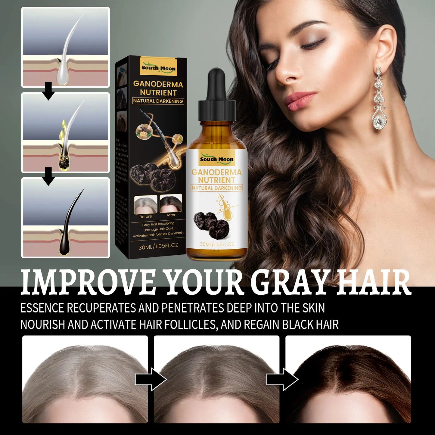 South Moon Black Ganoderma Lucidum White Black